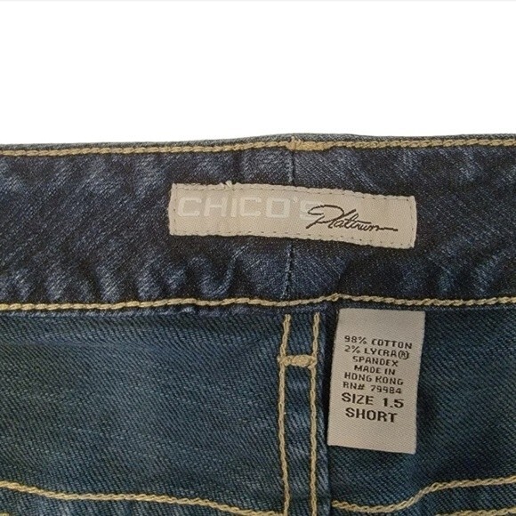 Chico's Platinum Boot cut blue Jean Size 1.5 Short pants M 10 - Picture 9 of 10